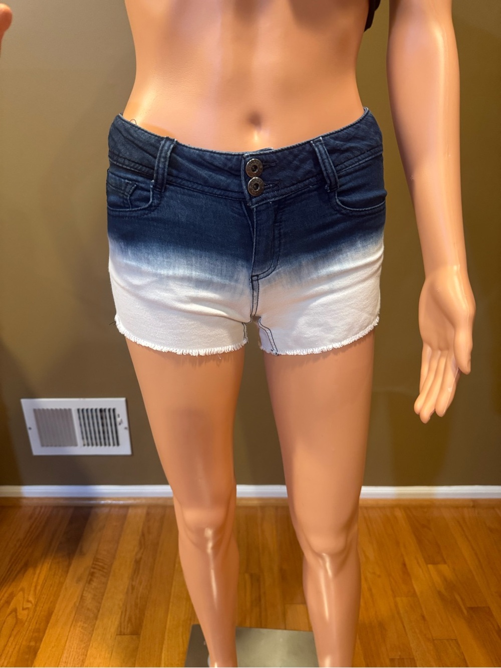 Mudd Navy-to-White Ombre High-Waist Denim Shorts